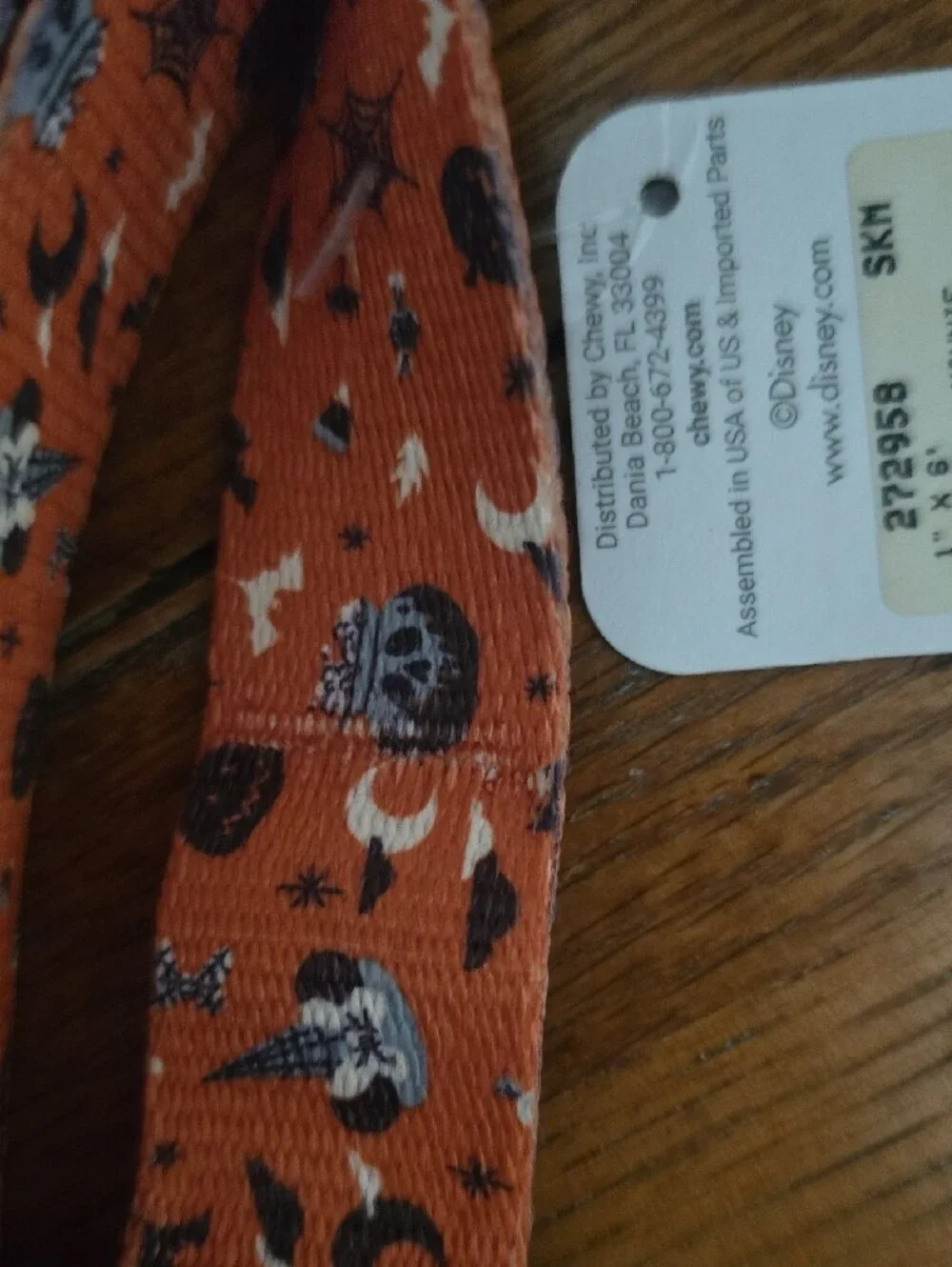 Disney Orange Halloween Dog Leash with Black Accents